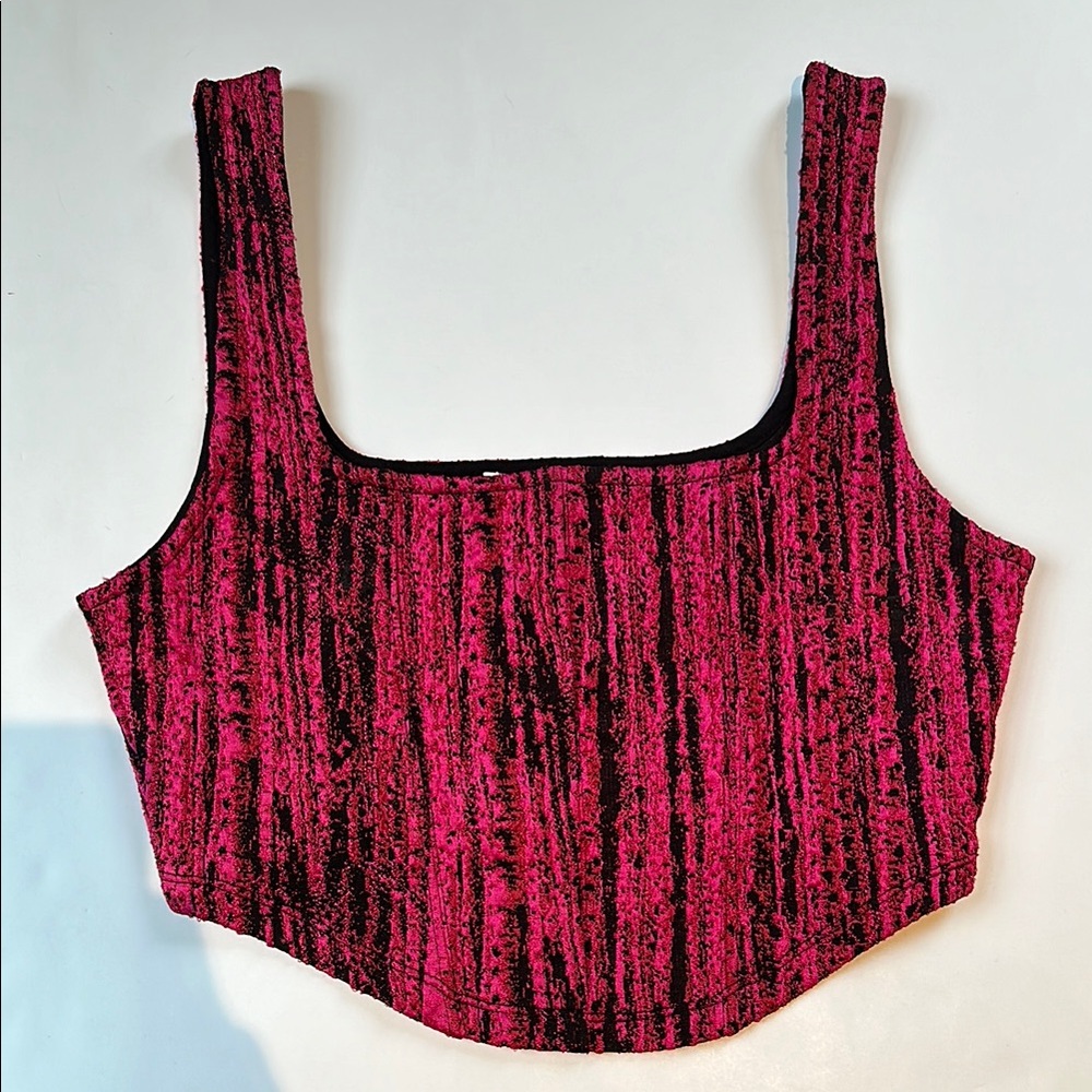 Zara Red Sleeveless Fitted Crop Tank Top